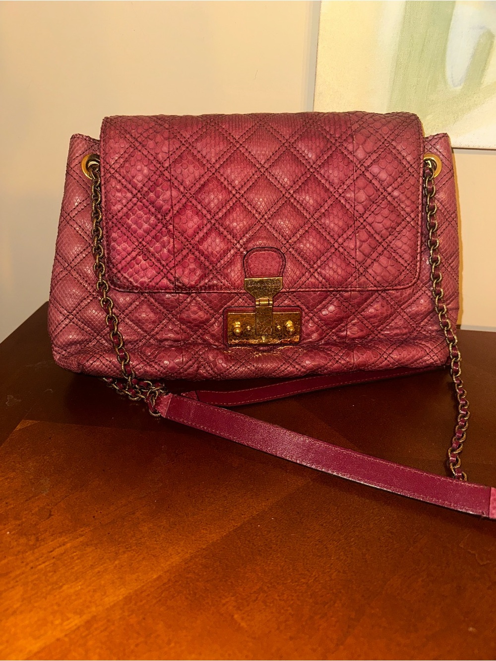 Marc Jacob’s made in  Italy- Quilted Leather Shoulder Bag in Berry♥️